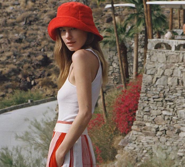 4P28596 Senso mutsen badstof bucket hat kers