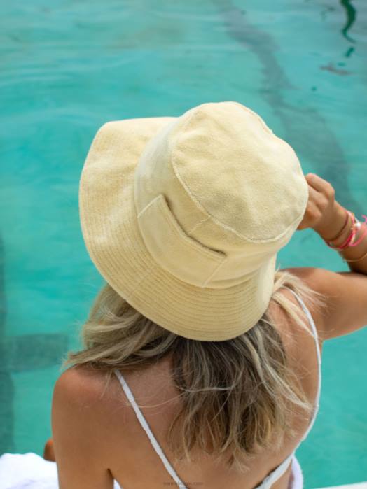 4P28597 Senso muts badstof bucket hat geel