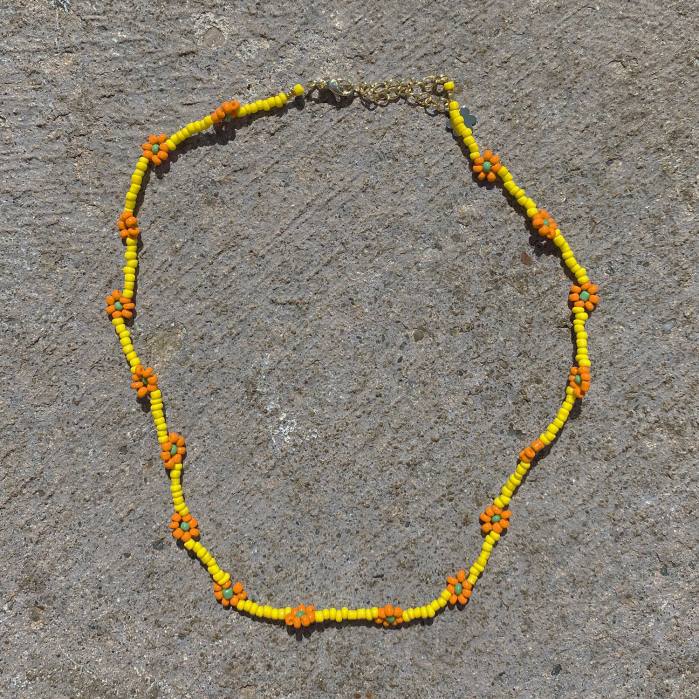 4P28583 Senso sieraden geel daisy chain choker geel