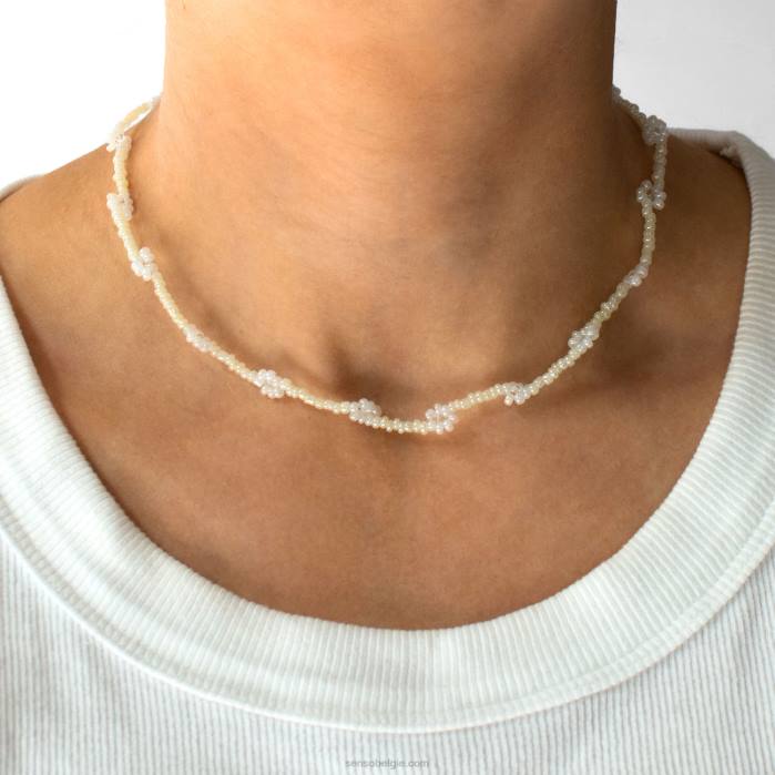 4P28584 Senso sieraden creme daisy chain choker creme
