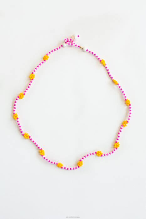 4P28585 Senso sieraden roze daisy chain choker roze