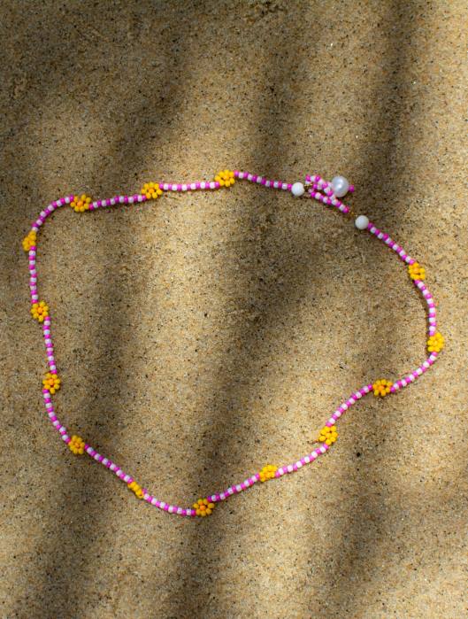 4P28585 Senso sieraden roze daisy chain choker roze